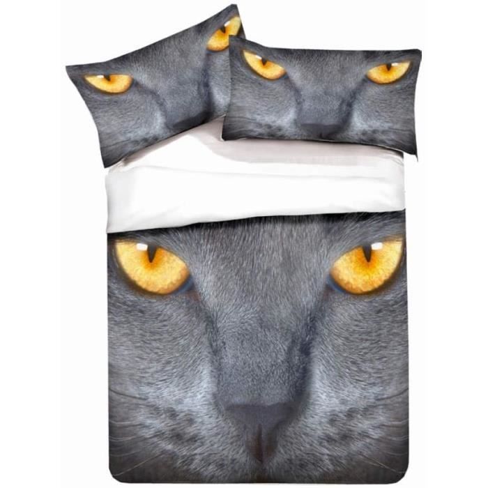 Dessin Anime Animaux Motif Chat 3pcs Parure De Lit Mignon Chat Simple Double King Size Chat Tete De Chat Gris 0x0cm 493 Cdiscount Maison