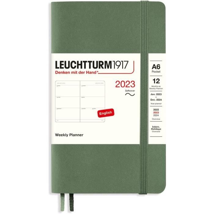 Agenda Semainier A6 2024 LEUCHTTURM1917 - Couverture Souple, 12 Mois, Pages Notes - Vert Forêt