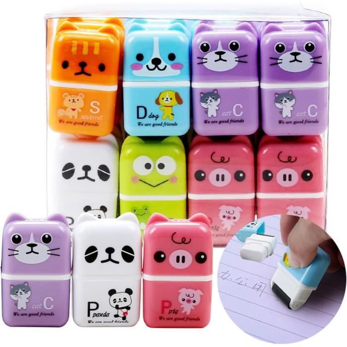 2 Gommes Rétractables Mignonnes - Effaceur Pratique Pour écoliers Et Bureau - Design Patte De Chat Et Motifs - 4