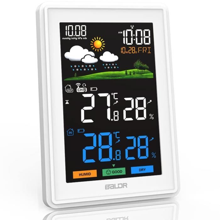 Station Météo LED Couleur FISHTEC Avec Projection Et Capteur Extérieur Radio-pilotée