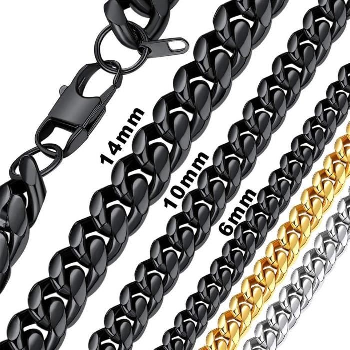 Chaîne Acier Inoxydable Unisexe - Largeur 5/12/14 Mm - Longueur 45/50 Cm - Style Hip-hop - Cadeau Homme/femme