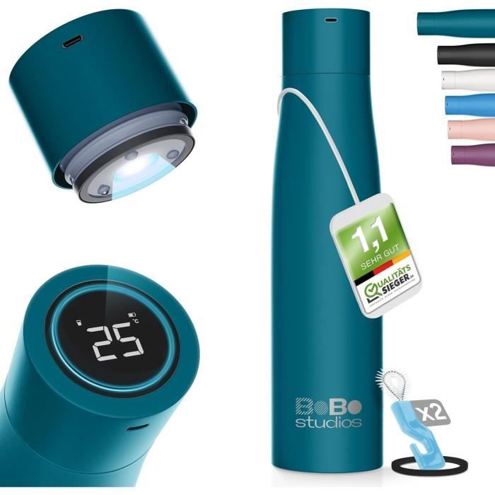 Gourde Isotherme Inox 1000ml - Double Bouchon (paille & Classique), Maintient Chaud 12h/froid 24h