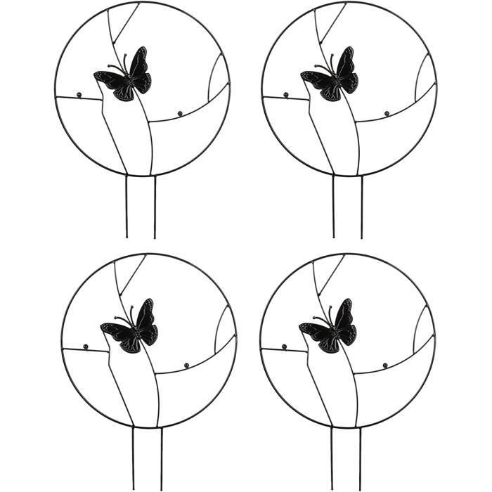 ARIFARO Lot De 4 Treillis De Jardin En Métal Robuste Pour Plantes Grimpantes - Noir Intérieur/Extérieur