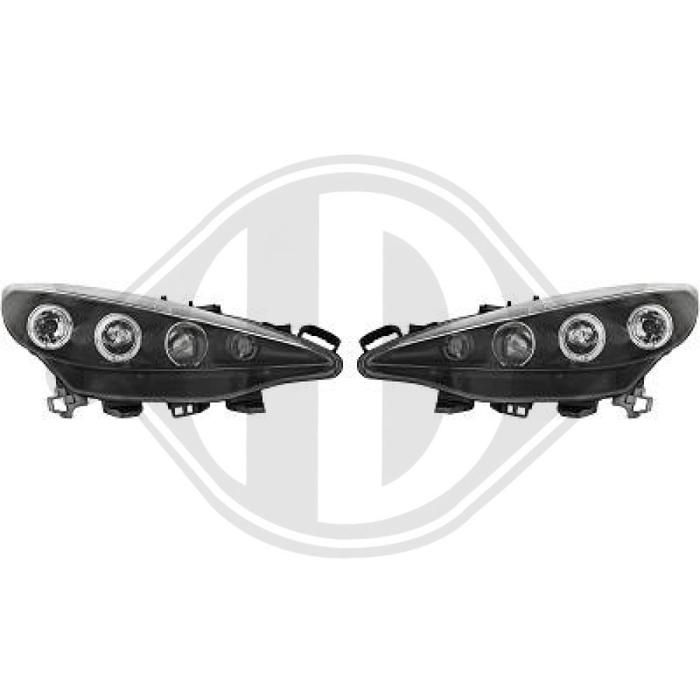 4226380 Paire de Feux Phares Angel Eyes noir pour PEUGEOT 207 de 2006 a 2012