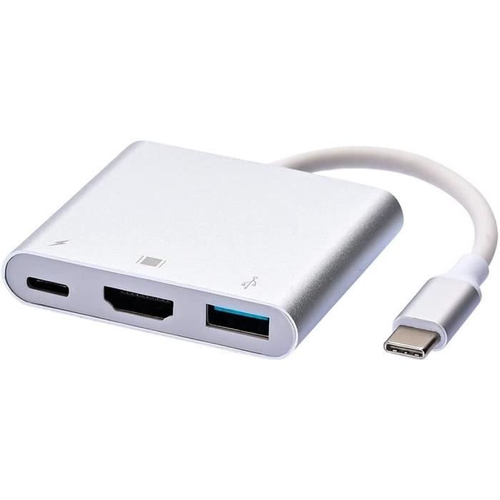 Adaptateur USB C vers HDMI 4K, adaptateur multiport de type C avec USB 3.1, port de charge de type C, convertisseur numérique [897]