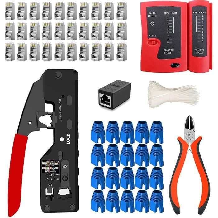 Kit de réparation réseau Kit Cat6 d'outils réseau professionnel -RJ45 ...