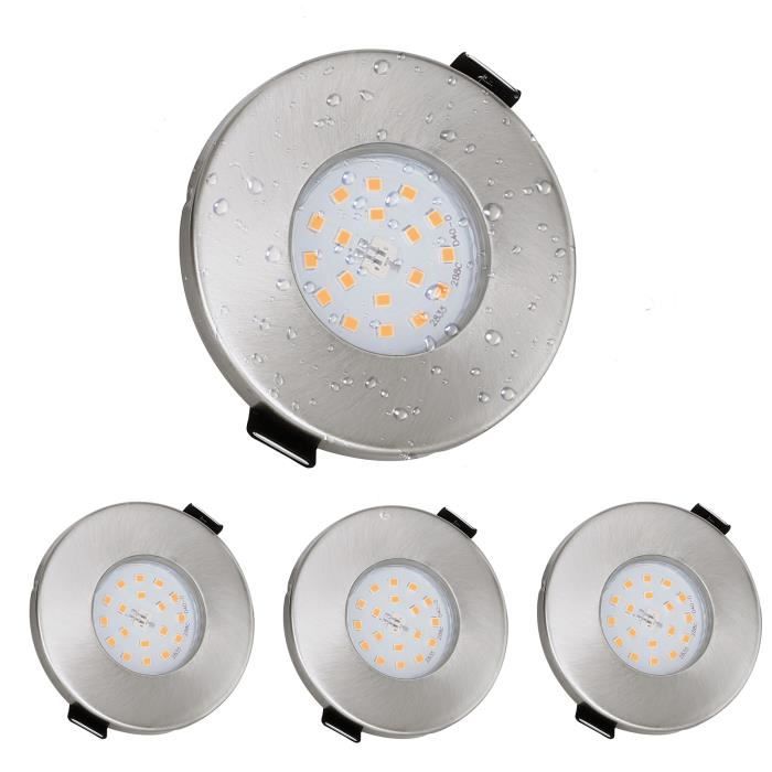 Kambo 4x6W LED GU10 Spots Encastrables IP44 Etanche Salle de Bain Lampe  Imperméable avec Cadre Blanc Chaud 3000K 540LM 230V