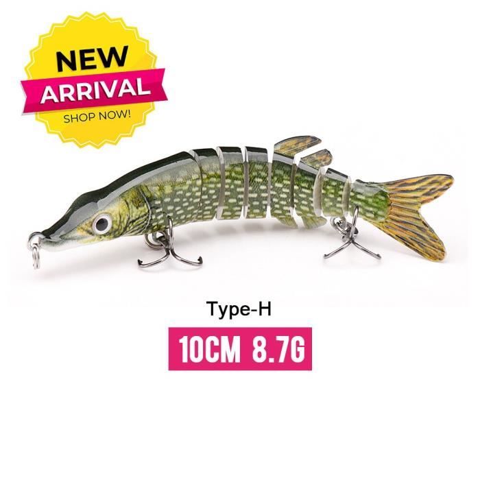 Leurre Pêche Gros Poissons Leurde Pêche Géant Multi-Articulé - 20cm Pour Gros Bars Leurre Bar Hameçons Triples