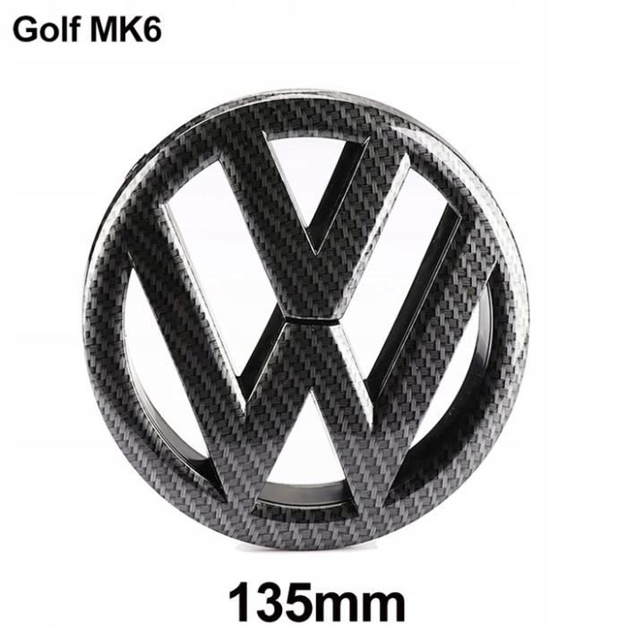 Insigne logo emblème avant 135mm pour Volkswagen VW golf 6 VI MK6 -Fibre de Carbone Noir