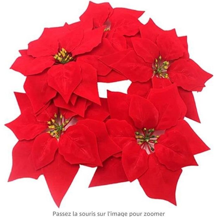 10 pièces de 22 cm fleur de Noël artificielle sapin de Noël ornements de  poinsettia Guirlande de mariage de Noël (rouge) - Cdiscount Maison