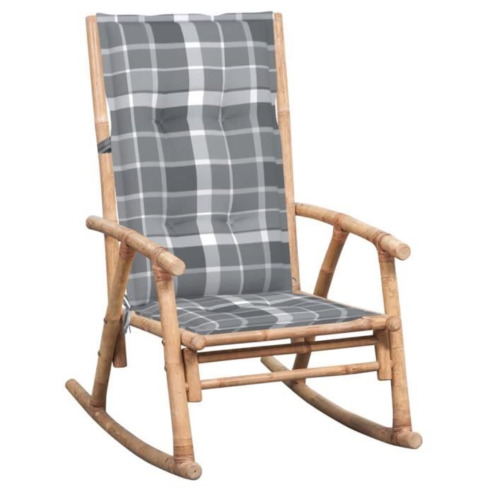 fauteuil à bascule moderne - design ergonomique - chaise de relax berçant avec coussin bambou#2876