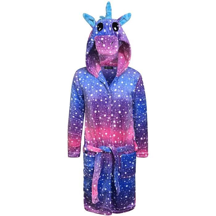 Peignoir Licorne Enfant - Robe De Chambre Douce à Capuche, Cadeau Mignon Pour Filles Et Garçons - 12