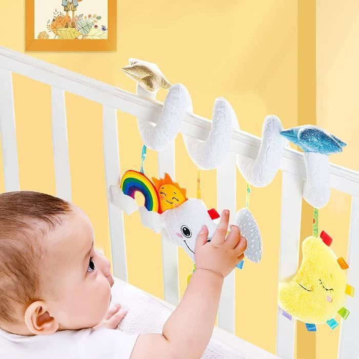 Jouets Suspendus Pour Poussette, Siège Auto Et Lit Bébé – Peluches Lion Et Hibou Avec Musique Et Hochet – Cadeau éveil 0+ Mois !