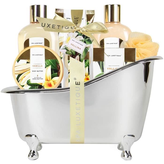 Spa Luxetique Coffret de Bain et de Soins, Coffret Cadeau pour Femme, 8 Pièces Parfum de Vanille, Cadeau d’Anniversaire et de Sain
