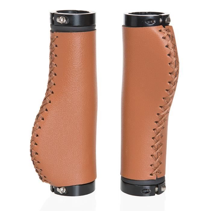 Poignées de guidon de vélo pliant en cuir PU avec verrouillage - SSS