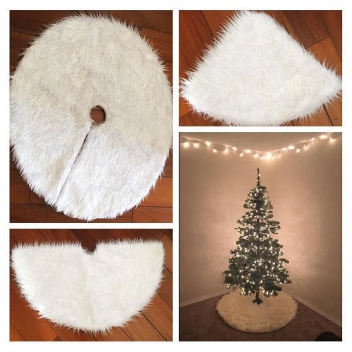 Jupe de sapin de noël blanche 150 cm en fausse fourrure