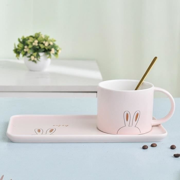 Tasse à Café En Céramique 200 Ml Avec Soucoupe Et Cuillère - Design Coussin, Décoration Table - Idéal Café, Thé, Cadeau