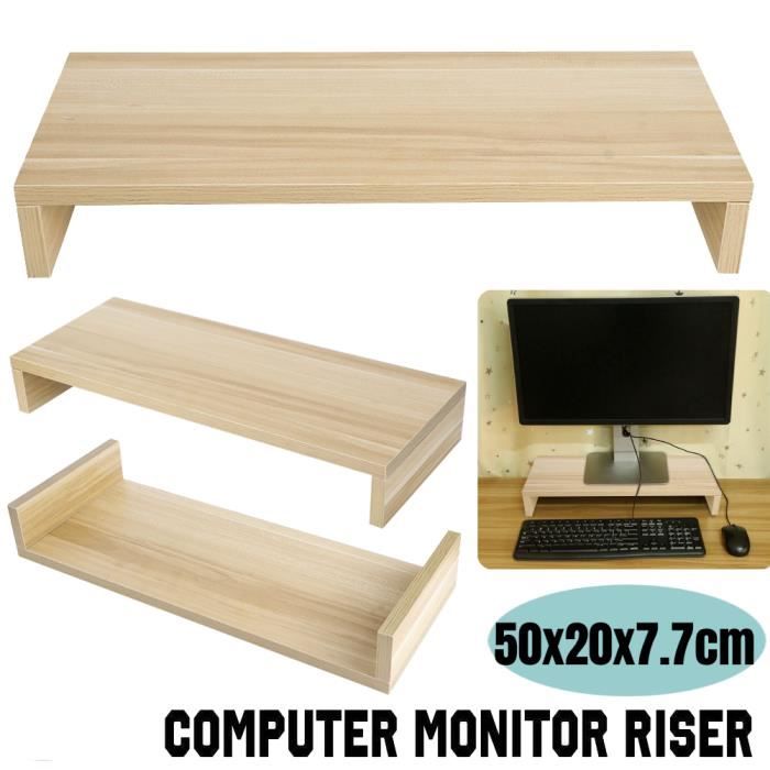 Support pour Réhausseur Moniteur Ecran Ordinateur Portable étagère pour  ordinateur ou de TV - bois 50x20x7.7cm -RAI - Achat / Vente Support pour  Réhausseur Mon - Cdiscount