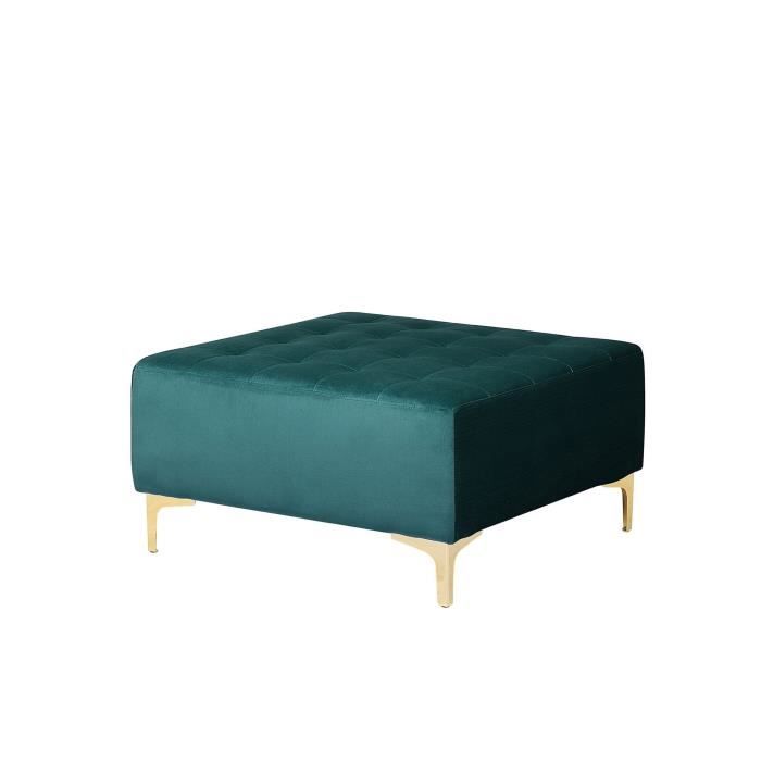 Beliani - Pouf Ottoman en velours vert émeraude ABERDEEN Beliani - Pouf Ottoman en velours vert émeraude ABERDEEN
