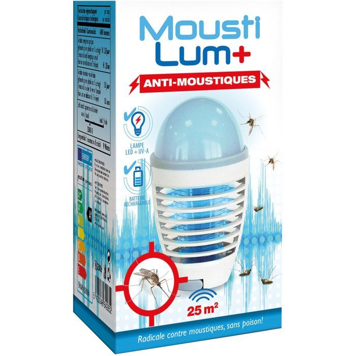 Lampe UV rechargeable - BSI - Anti-mouches et moustiques - Jusqu’à 25 m² - Sans fil