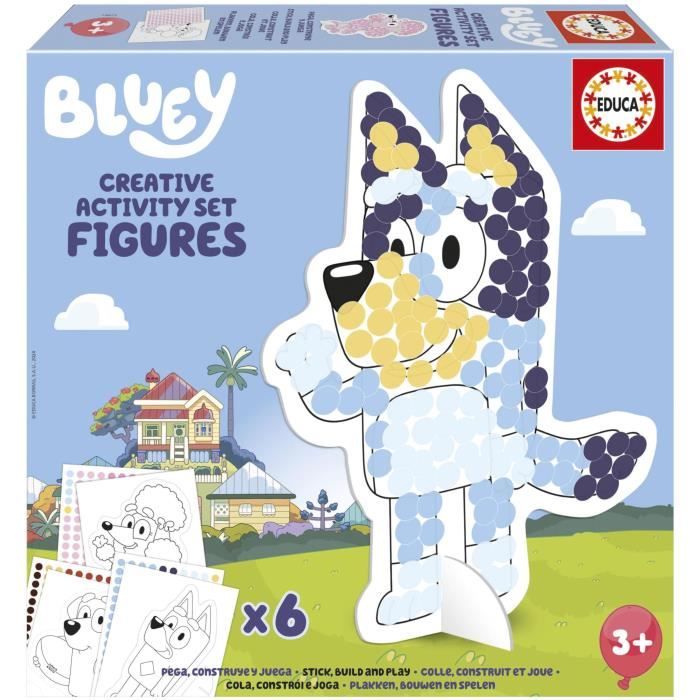 Educa Bluey Coffret créatif 3 en 1 avec trois activités: peindre par numéros créer 2 figures 3D à décorer et dessiner les personnages de la série Bluey à 'aide de pochoirs. + 19887 - vue 7