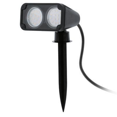 nema - projecteur/piquet d'extérieur 2 lumières ampoules led noir 2x3w h18,5cm