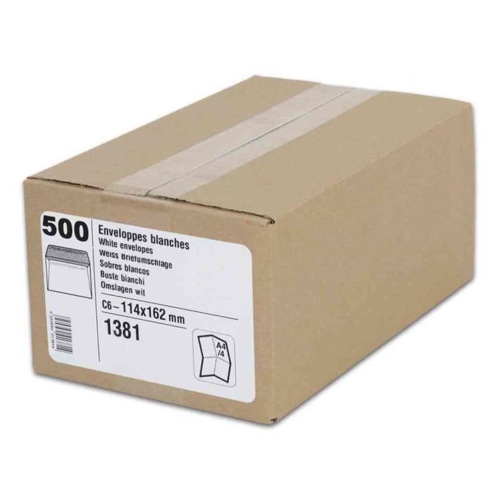 Enveloppe blanche C5 - 162 x 229 mm 80g avec fenêtre - bande autoadhésive -  paquet 500 unités pas cher
