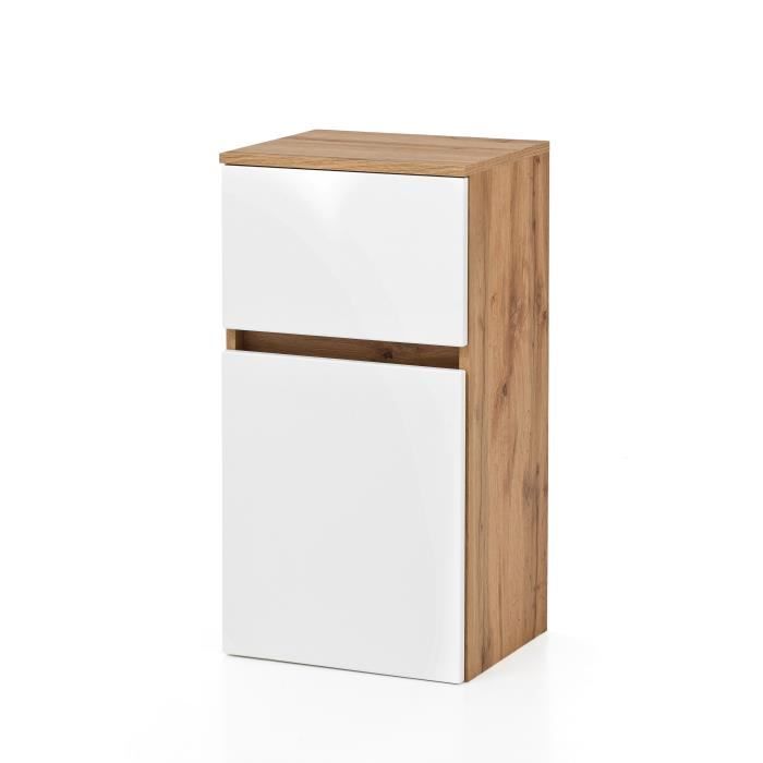 Armoire de salle de bains Kornel avec décor en chêne équipée dun tiroir dune porte et dune étagère. Peut être fixée ou mur o... Armoire de salle de bains Kornel avec décor en chêne équipée dun tiroir dune porte et dune étagère. Peut être fixée ou mur o...
