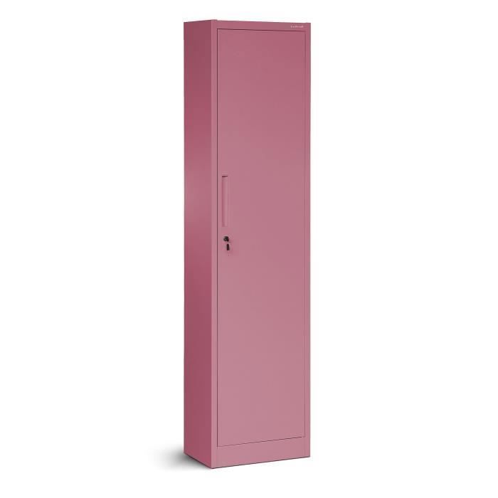 Armoire de Bureau Métallique C001A Porte Battante Verrouillable 4 étagères revêtement en poudre 185 x 45 x 40 cm