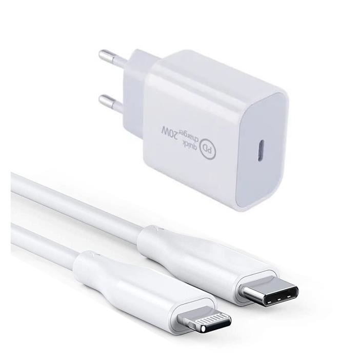 Chargeur Rapide iPhone, 25W 2-Pack USB C Apple Original pour iPhone 14 13  12 11, 14 Pro/ 14 Pro Max/SE/X/XS/XR, AirPods, iPad Pro,Type C Secteur  Adaptateur Alimentation et 2M Cable : 