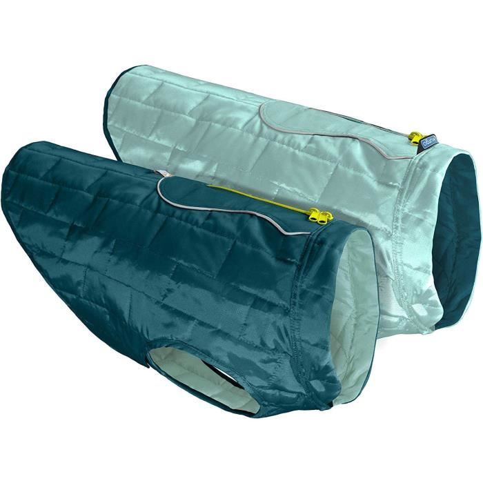 Comparer les prix de Kurgo Manteau Loft pour Chien Veste d'hiver réversible Vêtements imperméables Harnais réfléchissant léger, Bleu - Petit