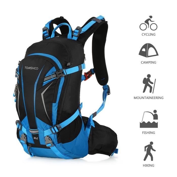 Tomshoo 20l Resistant A L Eau Velo Sac A Dos Sports De Plein Air Voyage Camping Randonnee Avec Housse De Pluie Et Casque Bleu Bleu Achat Vente Sac A Dos 9581236733852 Cdiscount