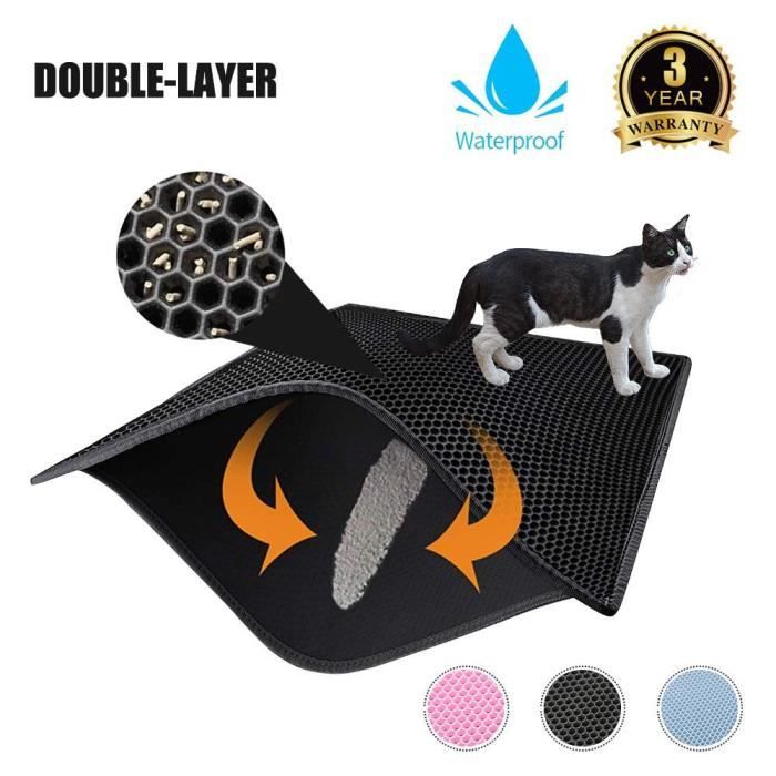 MOGOI Tapis Litière chat Tapis multifonctionnel pour couchage Tapis à gratter Double couche Taille XL Noir