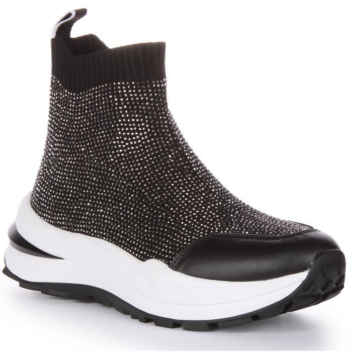 Guess Guess Kadly Baskets en tricot pour femmes en noir argent (Noir Argent 39)