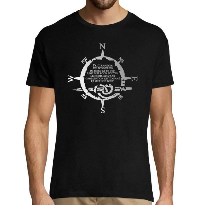 T-Shirt Homme col Rond Nord - Sud - Faut arrêter Ces conneries | Citation Humoristique Kaamelott | pour Les Fans de Perceval - Cadea