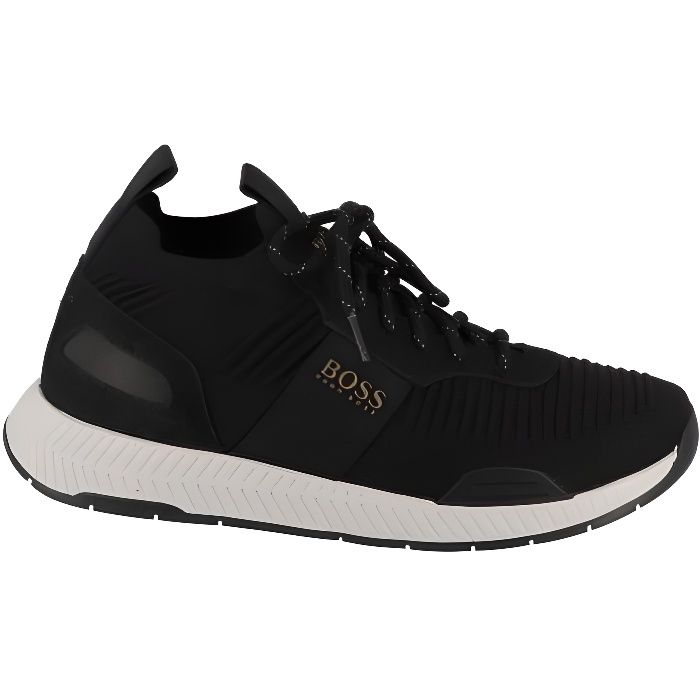 Basket Multimatieres Titanium HUGO BOSS ORANGE Homme Noir Polyester Lacets Plat Noir Cdiscount Chaussures