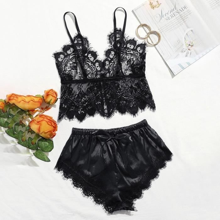 Shorty Corset Dentelle Leg Avenue Noir - Taille S/M - Sous-vêtement Femme - Neuf Avec Défauts