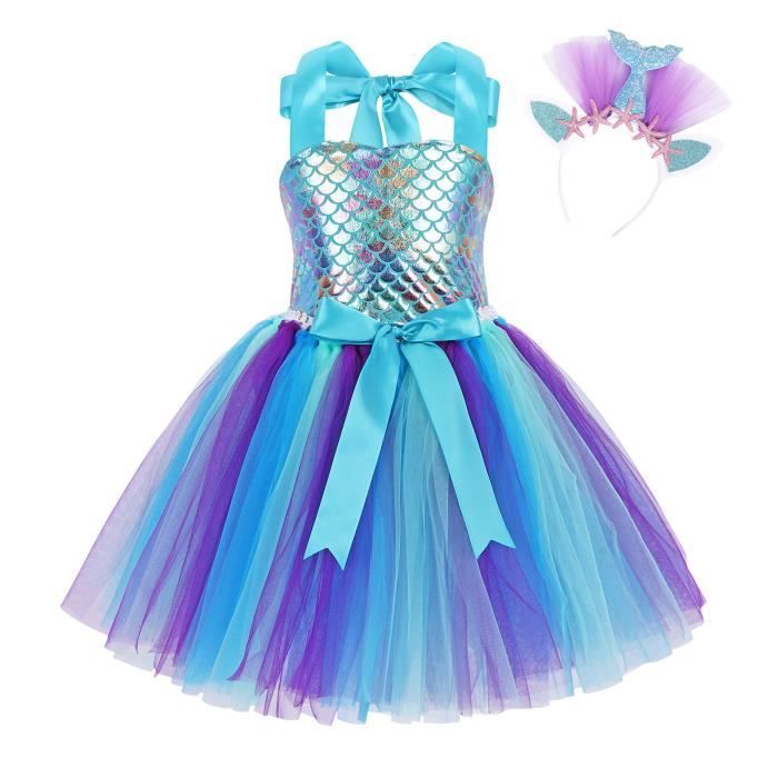 Freebily Robe Cérémonie Fille Enfant Lumineuse avec Bandeau Sirène Princesse  Robe d'Anniversaire Soirée 1-10 Ans A rose vif&lumière colorée - Cdiscount  Prêt-à-Porter