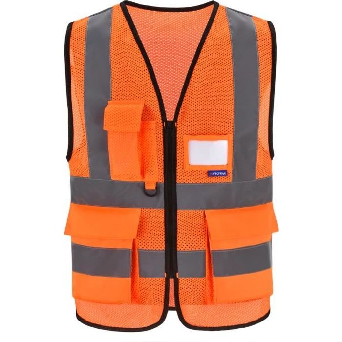 Gilet Fluorescent de Sécurité Veste Gilet Orange Fluo de Haute Visibilité  pour Travail Routier Vêtement Zip Sans manche avec Poche Orange - Cdiscount  Prêt-à-Porter