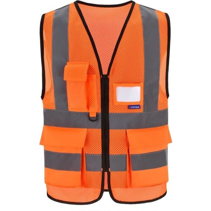 Gilet Fluorescent de Sécurité Veste Gilet Orange Fluo de Haute