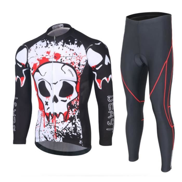 Maillot Cyclisme Pro Homme Manches Longues Vêtement Vélo + Pantalons de