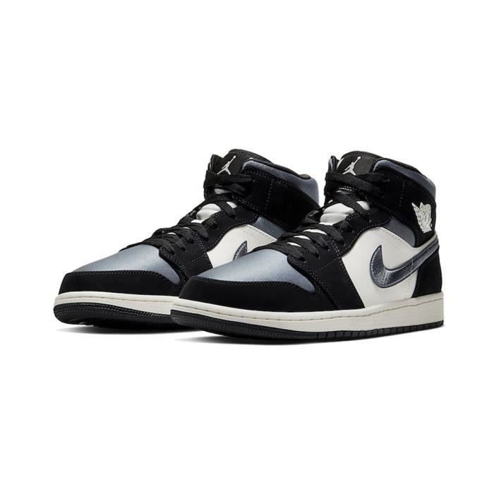 Basket Air-Jordan 1 Air-Jordan One AJ 1 Mid Chaussure pour Homme et Femme  Noir Noir 