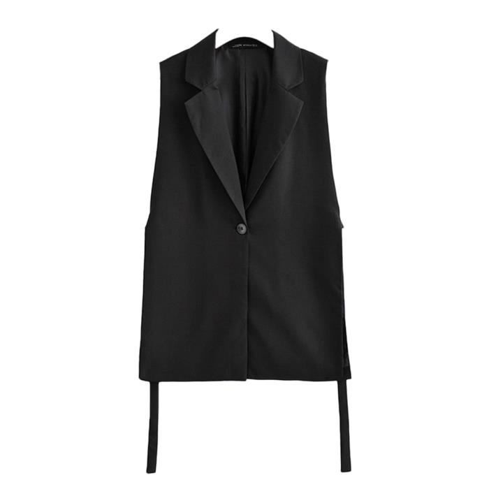 Veste droite sans manches noir femme