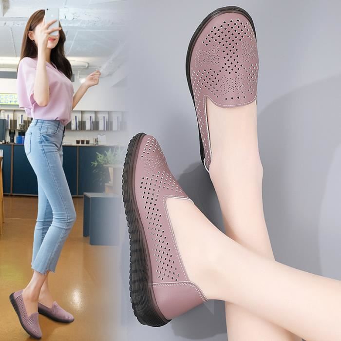 Chaussures Femme Petit Talon Décontractées Ethniques Mode D'été Creux