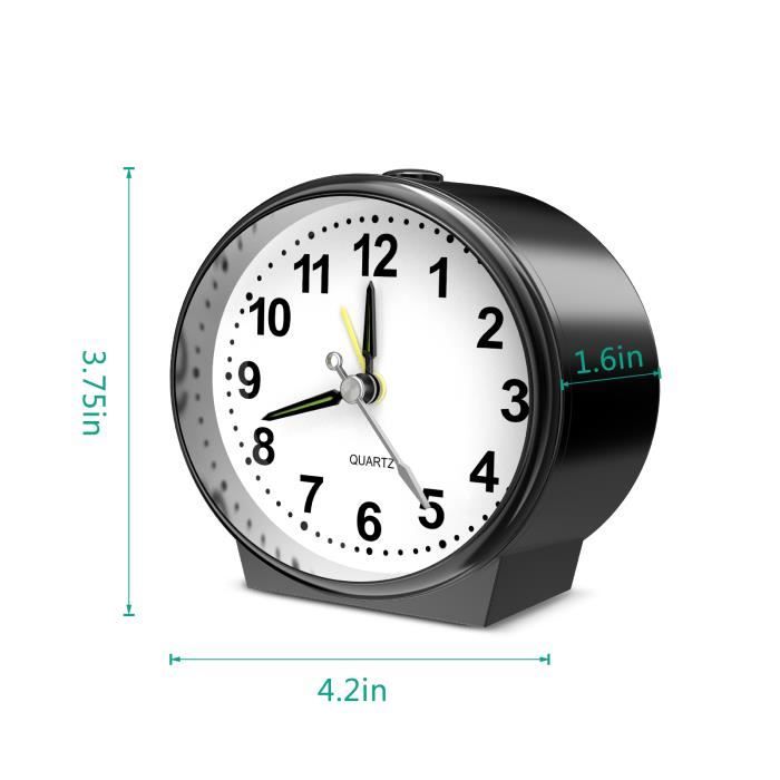 Réveil Analogique Atrium A530-7 Sans Tic-tac | Alarme Puissante, Aiguilles Lumineuses
