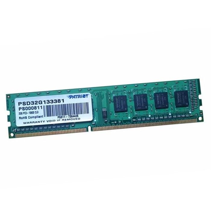 2Go RAM DDR3 PC3-10600U PATRIOT PSD32G133381 1333MHz DIMM PC Bureau ...