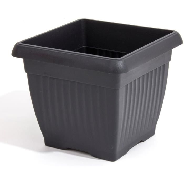 Vaso rotondo con piattino - Ratolla - 14,5 cm - Antracite