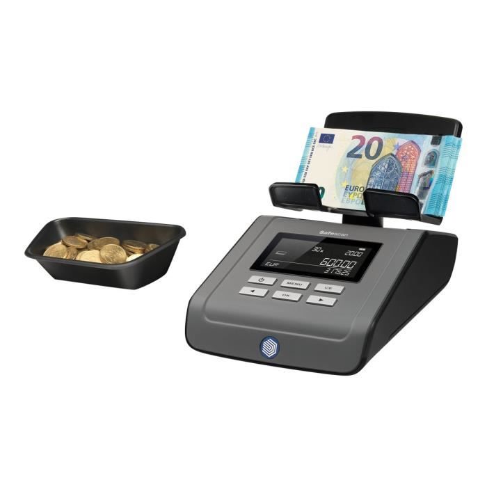 Safescan 6165 Compteuse de billets de banque-pièces EUR, GBP, CHF, USB, PLN, SEK, NOK, DKK, HUF, CZK, RON, AUD noir
