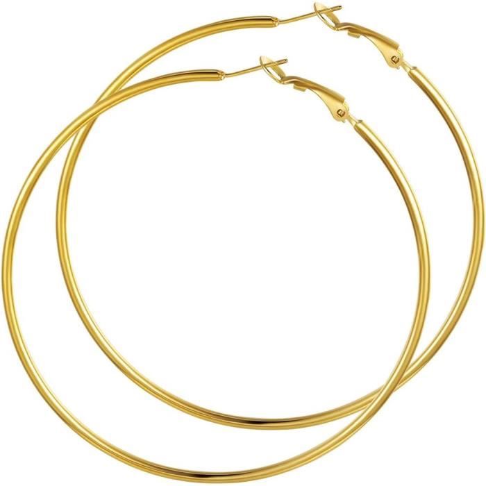 Boucles D'Oreilles Créoles En Acier Inoxydable - Grande Taille - Pour Piercing (Oreille, Nez, Septum)