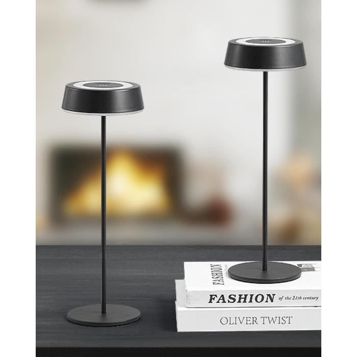 Lampe Table LED Tactile Rechargeable 5000mAh – 3000K-6000K – IP54 Étanche – Intérieur & Extérieur – Noir
